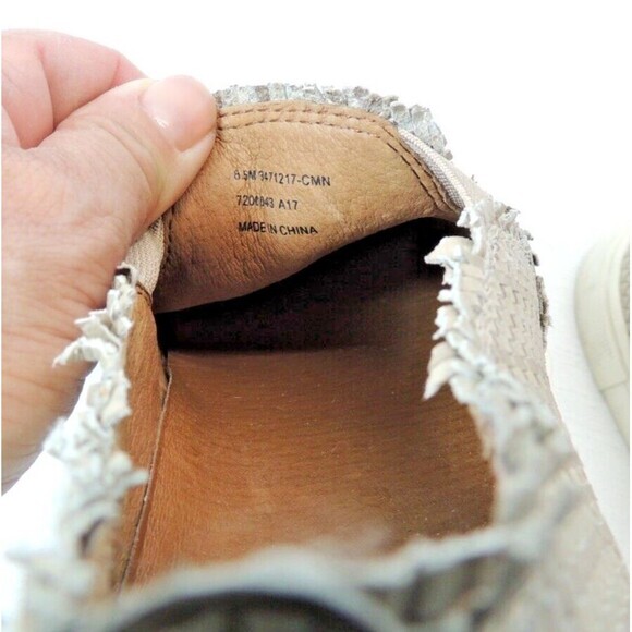 Frye Ivy Fray Woven Taupe Leather Slip On Sneakers Sz. 8.5 - Picture 4 of 5